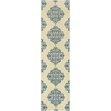 Safavieh 2 ft. - 6 in. x 14 ft. Runner- Transitional Chelsea Ivory And Blue Hand Hooked Rug HK145A-214
